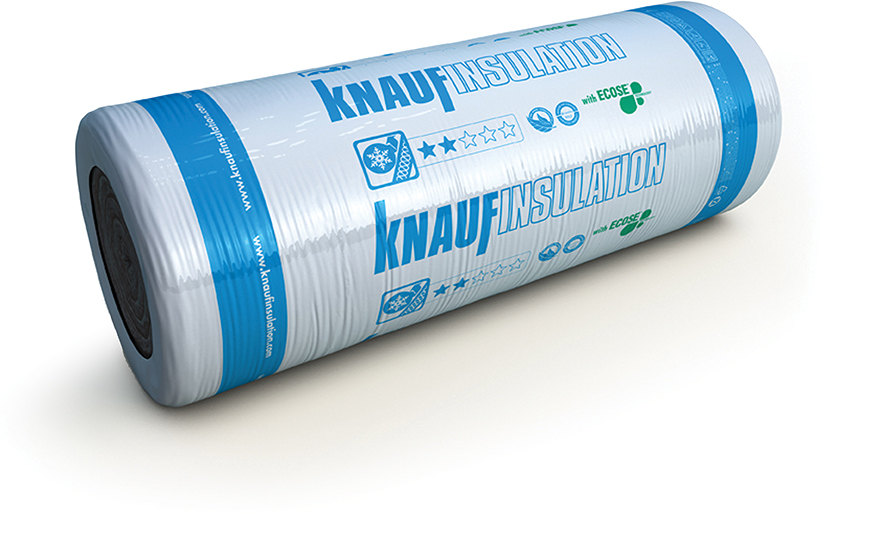 Knauf Insulation glass wool ceiling roll in its packaging
